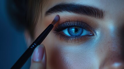 Captivating beauty transformation captured in soft lighting during a makeup session in a cozy studio