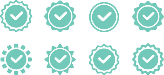 Collection of Green Checkmark Icons in Various Shapes