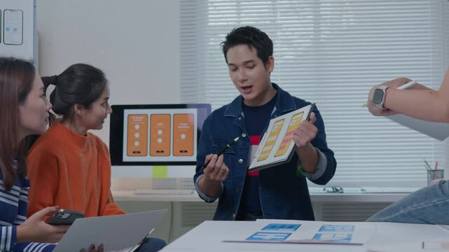 Teamwork Programers meeting for discussion data analysis for UX and UI programming for preparing for Generative AI Technology