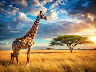 Captivating images of giraffes in their natural habitat: breathtaking wildlife photography from African savannas, featuring silhouettes and detailed portraits.