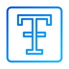 Blue Text Icon in Rounded Square, Bold Design