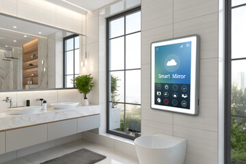 Modern Bathroom with Smart Mirror and Elegant Interior Design
