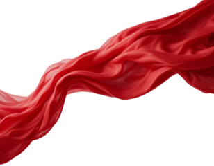 A flowing red fabric against a transparant background