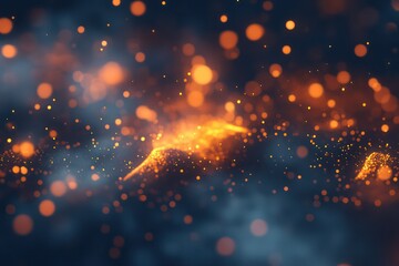 Abstract orange bokeh lights glowing softly against a contrasting blue gradient background, creating a magical effect.