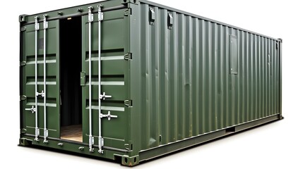 Highly Durable and Secure Military Grade Shipping Container with Dark Green Matte Finish for Rugged Cargo Transport and Storage Solutions