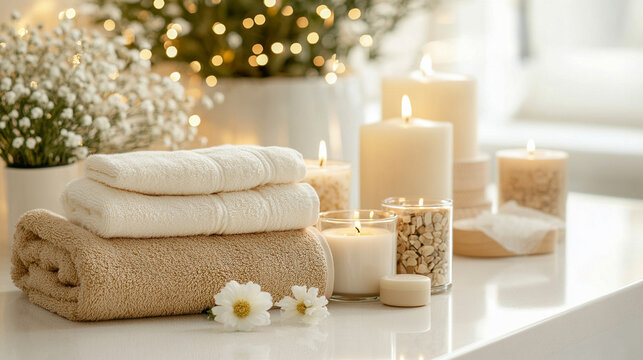 Tło spa z wellnes, z miejscem na tekst, generative ai