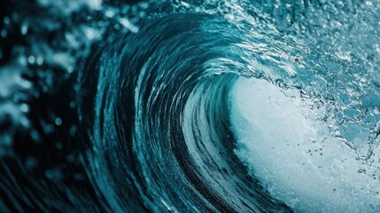Powerful Ocean Wave Crashing with Splashes and Turbulent Water Flow