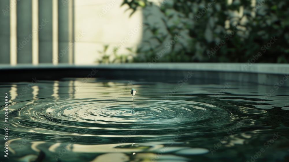 Poster a suspended water droplet sending ripples across a calm pool, symbolizing the far-reaching impact of