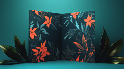  template for folder, brochure, business card and birthday invitation. 