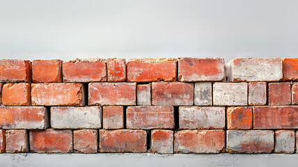 Fototapeta premium Red brick wall with visible texture and pattern.