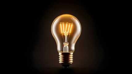 Detailed shot of a classic incandescent light bulb with a glowing filament isolated on a pure white background  The warm