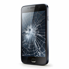 Mobile Phone with Broken Screen isolated on white Background