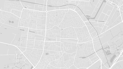 Background Tilburg map, Netherlands, white and light grey city poster with roads and water.