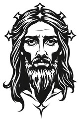 Fototapeta premium portrait of Jesus Christ , religious icon sketch , digital illustration , print and tattoo model