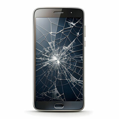 Mobile Phone with Broken Screen isolated on white Background