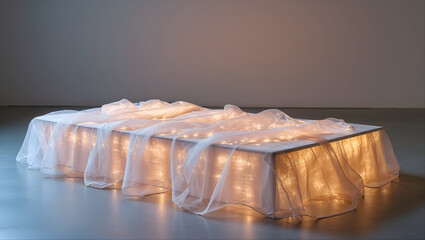 Sheer Organza Covered Platform with Delicate Features and Sophisticated Style