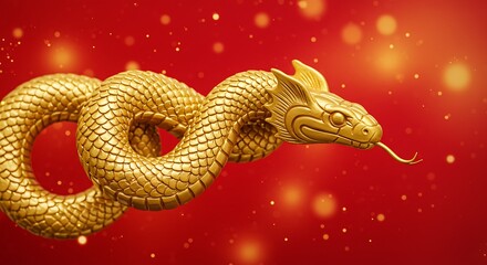 Obraz premium golden dragon on red background