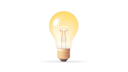 Minimalist and clean of a simple round light bulb design on a plain white background representing the concept of energy idea and modern technology