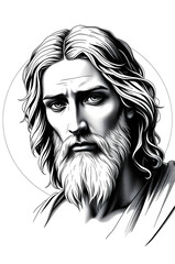 portrait of Jesus Christ , religious icon sketch 
