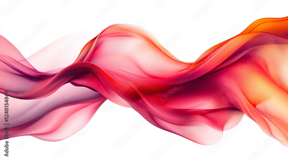 Poster red silk fabric with flow liquid waves effect horizontal background. realistic vector illustration o
