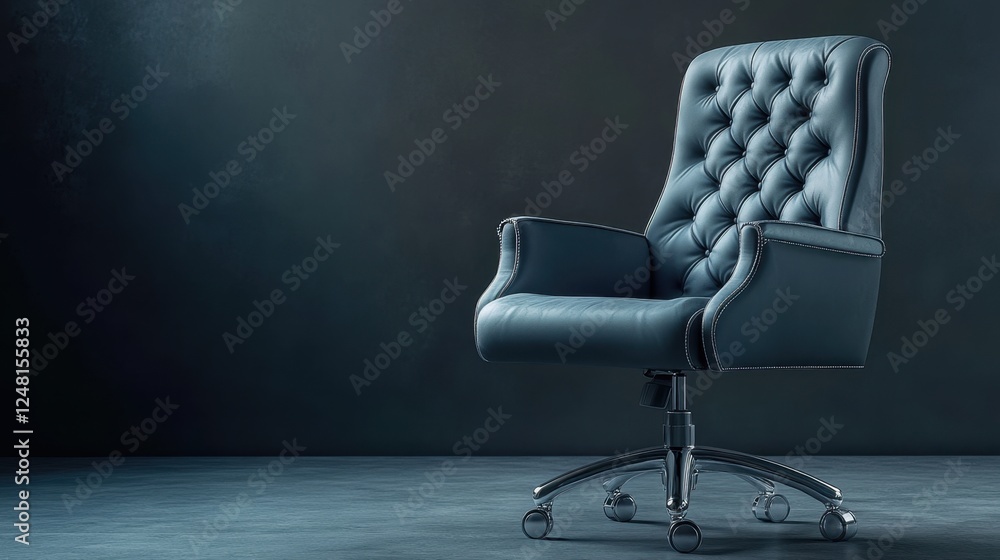 Poster elegant leather armchair showcasing modern design in a minimalist setting with soft lighting and a t
