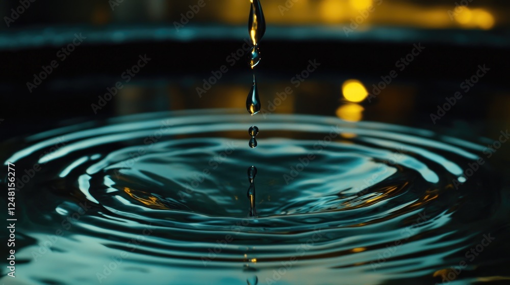 Aufkleber a water droplet suspended in mid-air, sending ripples across a tranquil pool, representing the power
