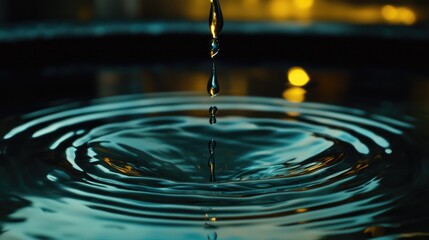 A water droplet suspended in mid-air, sending ripples across a tranquil pool, representing the power of small actions to affect greater change.