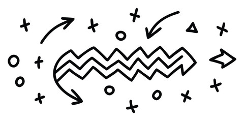 Hand-Drawn Brush Line Shapes and Abstract Textures – Doodle, Scribble, and Geometric Elements