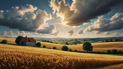 rural landscape with a windmill