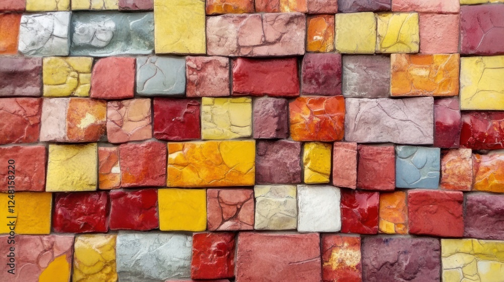 Poster vibrant mosaic tile pattern showcasing an array of colorful stone textures