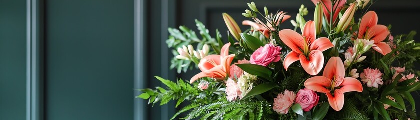 A stunning bouquet featuring vibrant lilies and delicate flowers, perfect for home decor or special occasions.