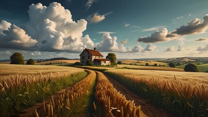 rural landscape with a farm