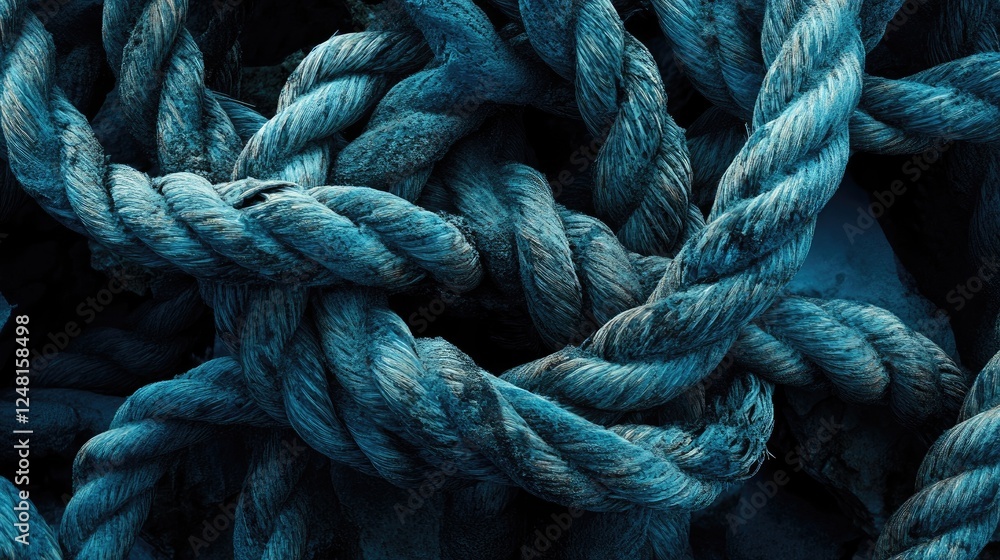 Aufkleber Amidst broken ropes, a sturdy loop knot stands resolute, embodying resilience and the strength found in unity and persistence.