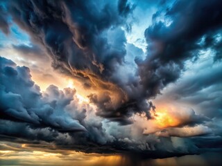 Obraz premium Dramatic stormy skies: minimalist photography showcasing dark clouds and intense light.