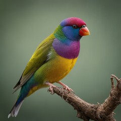Obraz premium A strikingly colored Gouldian finch with its multicolored head.