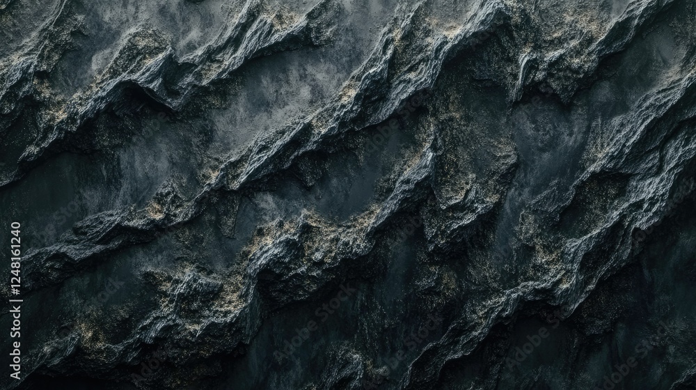 Poster textured dark stone surface with wavy patterns and depth variation