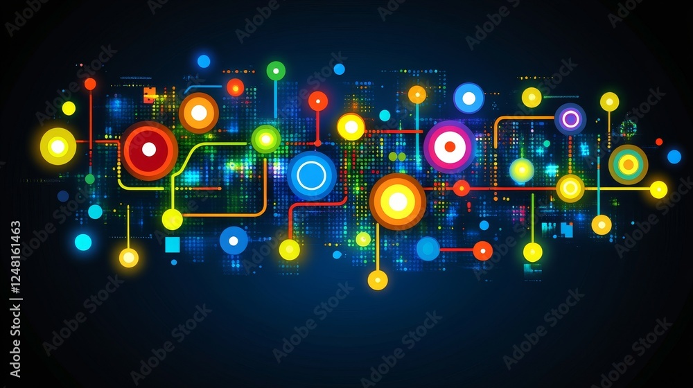 Poster abstract network global connection colorful technology digital innovation