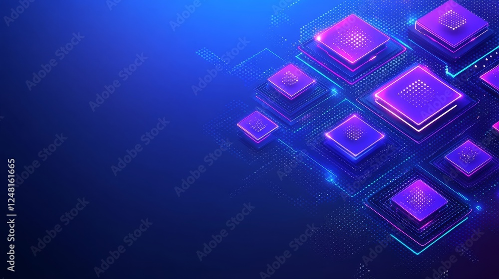 Poster abstract digital blocks network technology innovation data visualization futuristic background