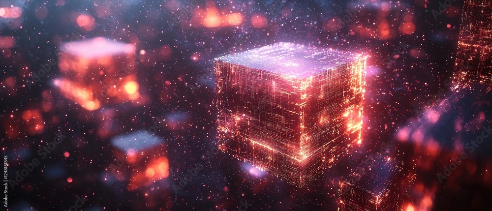 Poster mesmerizing galactic library with floating holographic books and glowing cosmic visuals