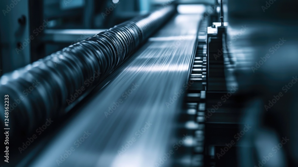 Aufkleber Close-up of material being fed into a CNC machine, symbolizing the precision and rapid processing key to modern engineering strategies in efficient manufacturing.