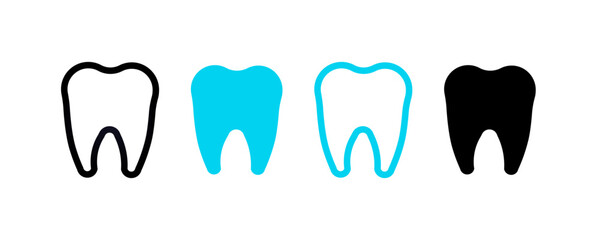 Minimalistic Tooth Icons for Dental Care, Oral Hygiene, and Dentistry Logos. Vector Illustration