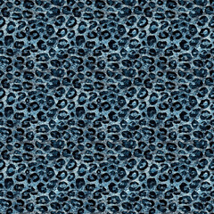 Leopard blue pattern texture jeans repeating seamless. Fashionable print. Fashion and stylish