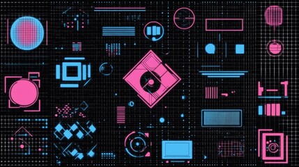 Abstract Geometric Cyberpunk Glitch Art Digital Background Texture