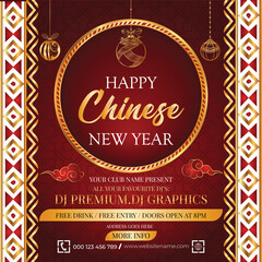 Obraz premium Chinese Or Tet Vietnamese New Year Banner Social Media Post Vector Template