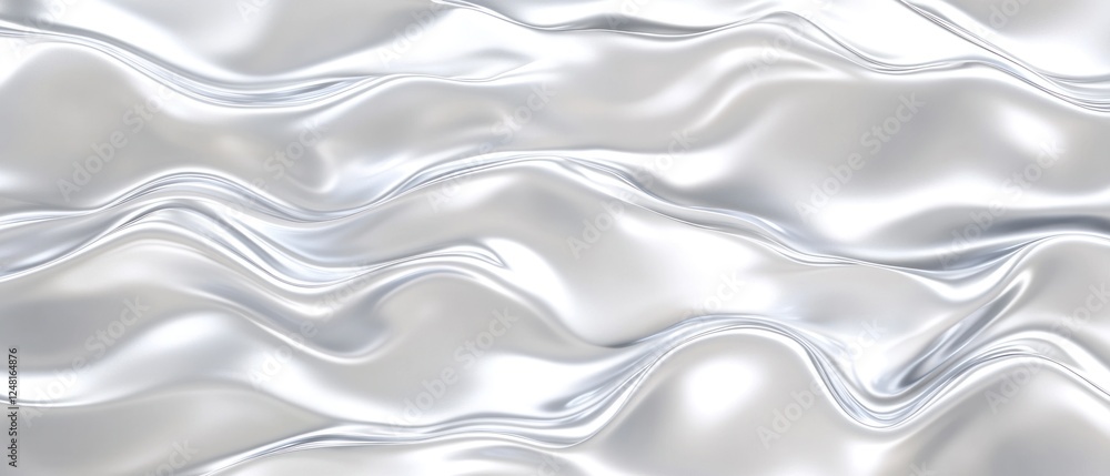 Aufkleber flowing silver fabric with subtle waves creating serene effect