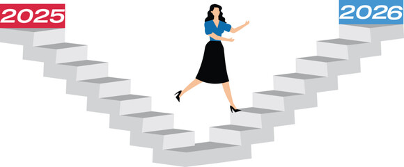 Changes to New Innovation. Businesswoman enters 2026