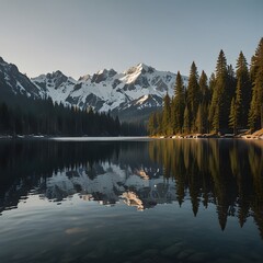 mountain lake in the morning