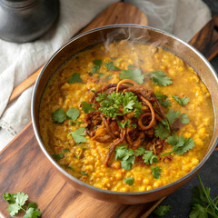 Top View of Indian Food Dal Fry Dish