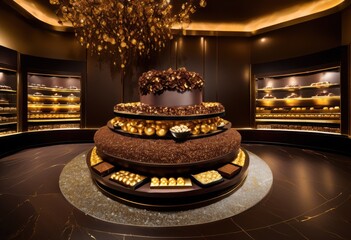 elegant decadent chocolate display featuring unique rich artisan designs captivate any dessert eye, gourmet, texture, decorative, sweetness, richness