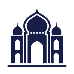 Simple Black Mosque Silhouette with a Crescent Moon 
 Islamic Architecture Icon for Ramadan and Eid